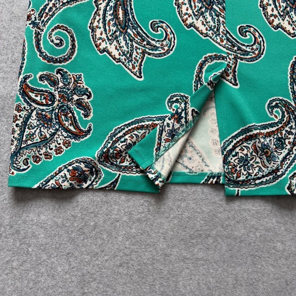 Sami & Jo Womens XL Teal Green Paisley Print Pencil Skirt Stretch Knee Length - Picture 4 of 10